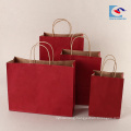 custom red craft paper packaging bags for belts with handle